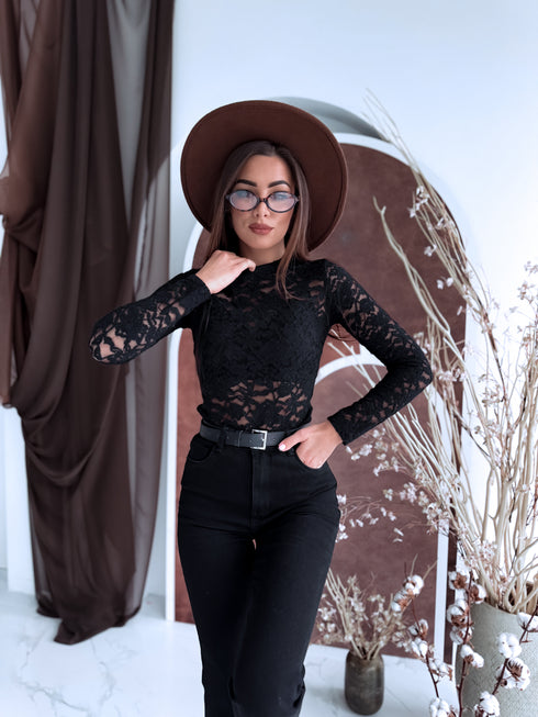 "SERENITY" mežģīņu tops HS10035 - MELNS